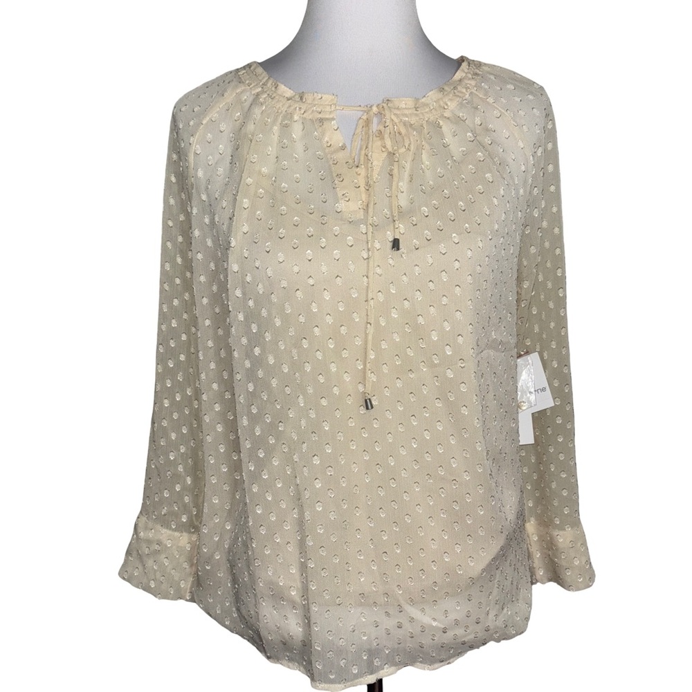 Liz Claiborne Cream Polka Dot Blouse